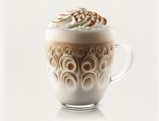 A Glass of Coffee Latte Drink Illustration Created with Generative AI