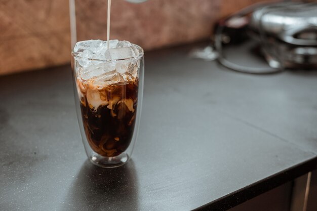 glass of coffee on the table