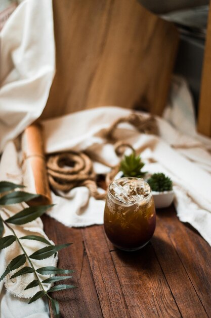 glass of coffee with milk on the table