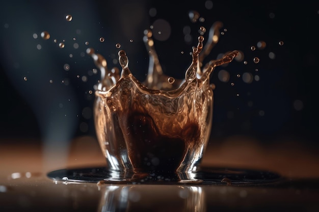 A glass of coffee with a splash of chocolate