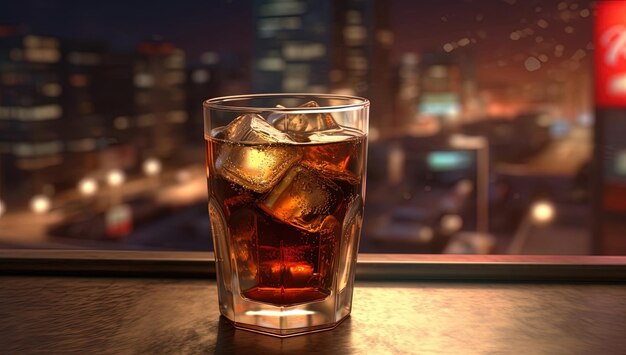 A Glass of Cola With Blur background