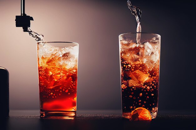 A Glass of Cola With Ice Cubes