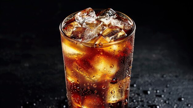 Glass of cola with ice