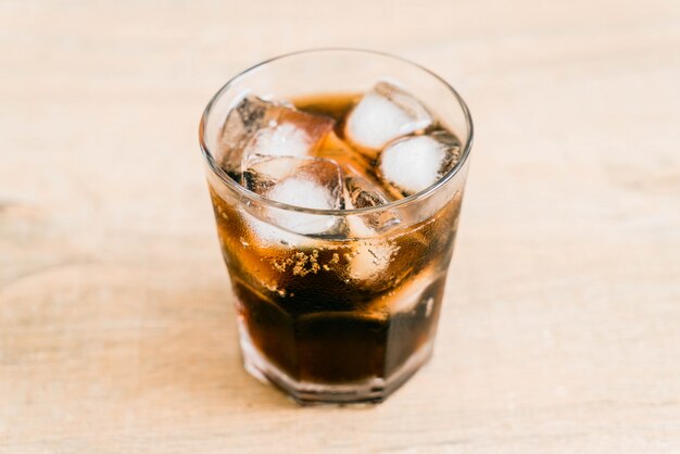 glass of cola with ice