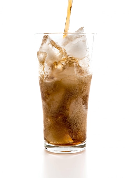 glass of cola with ice