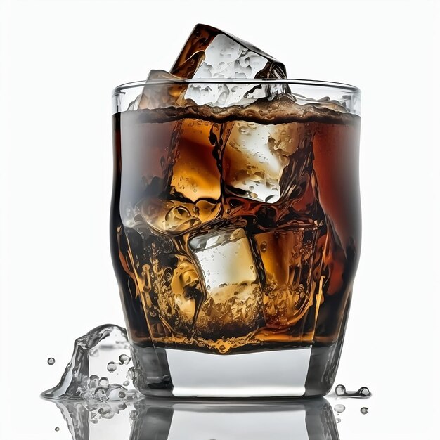 Photo glass of cola with ice