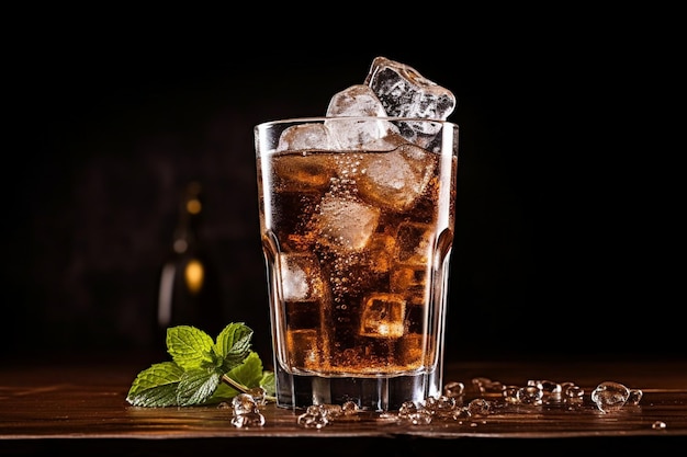 Glass of cola with ice