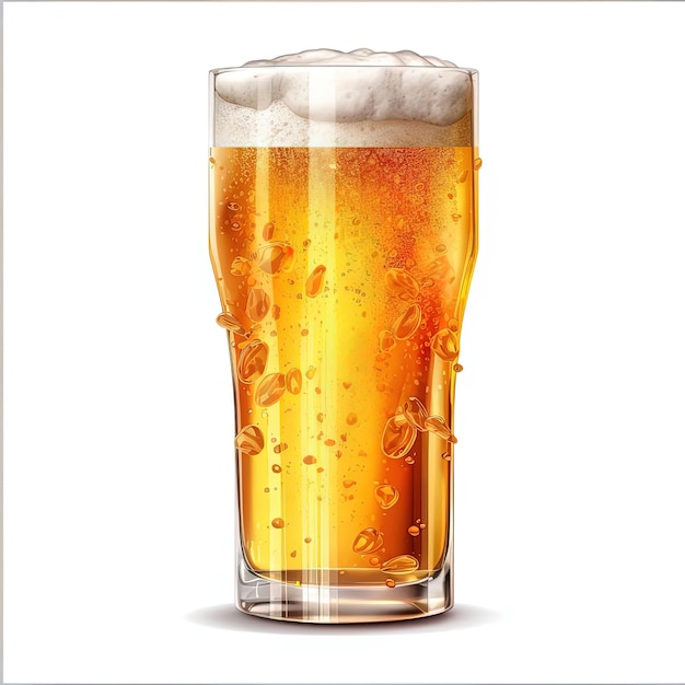 a glass of cold beer on a transparent background