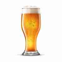 Photo a glass of cold beer with foam clipping path bubbles in a drink on a white background