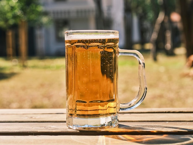 A glass of cold beer