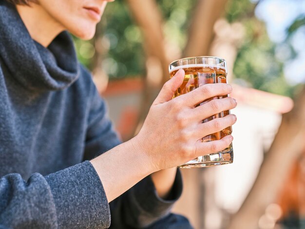 A glass of cold beer