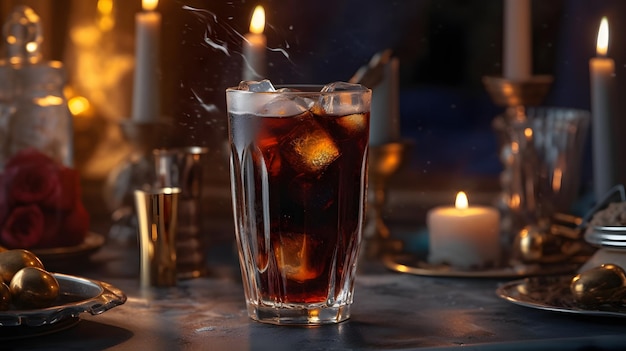 Glass of cold cola AI Generated