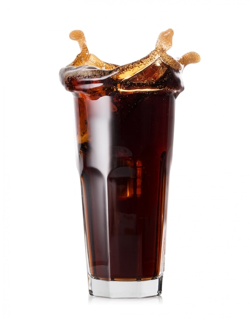 Glass of cold cola with splash