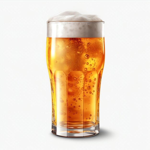 Photo a glass of cold fresh beer with cap of foam splash of foam with tasty american beer beer day