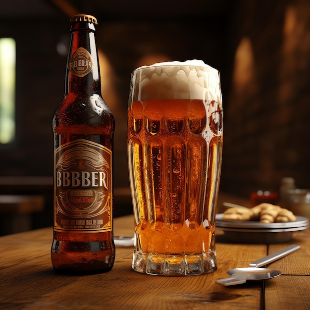 A glass of cold fresh beer with cap of foam Splash of foam with tasty american beer Beer day