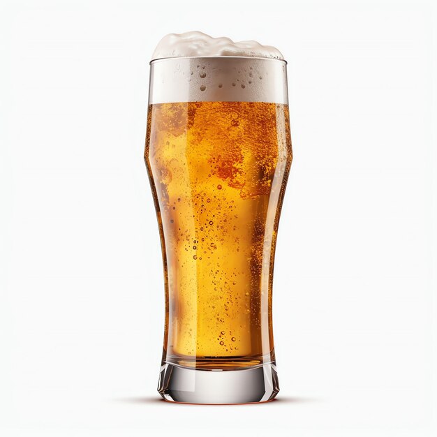 Photo a glass of cold fresh beer with cap of foam splash of foam with tasty american beer beer day