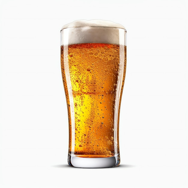 Foto un bicchiere di birra fresca con tappo di schiuma spruzzata di schiuma con gustosa birra americana giornata della birra