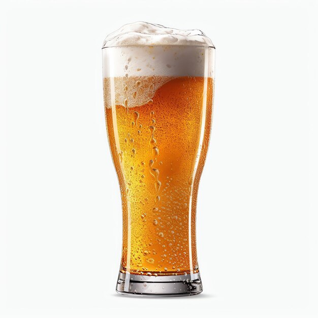 Photo a glass of cold fresh beer with cap of foam splash of foam with tasty american beer beer day