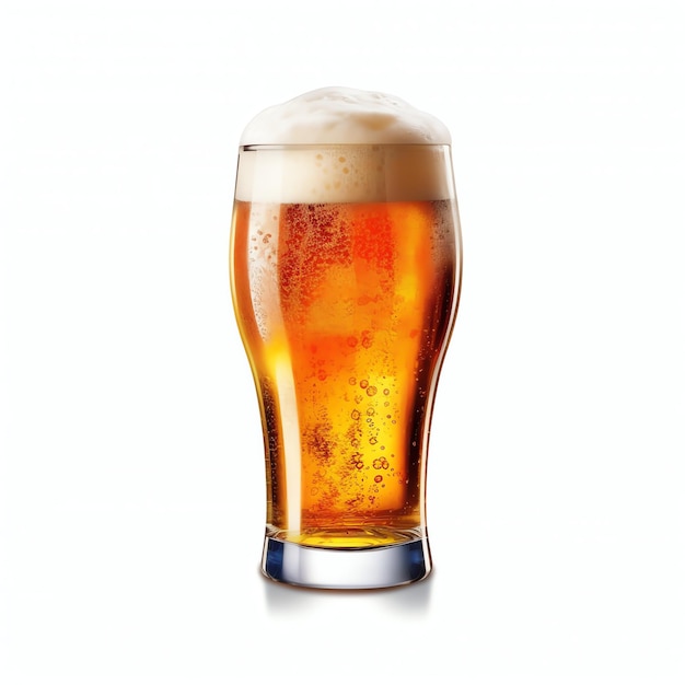 Photo a glass of cold fresh beer with cap of foam splash of foam with tasty american beer beer day