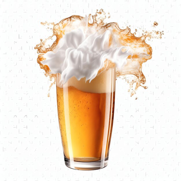 Photo a glass of cold fresh beer with cap of foam splash of foam with tasty american beer beer day