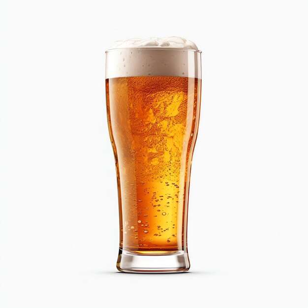 A glass of cold fresh beer with cap of foam Splash of foam with tasty american beer Beer day