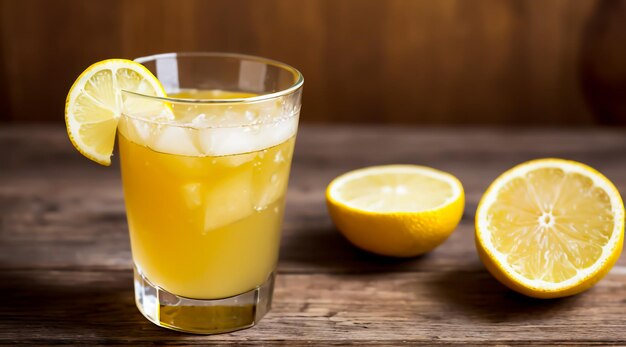 стакан холодного лимонного сока
