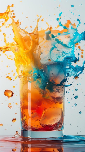 glass of colored lemonade splashes creative advertising