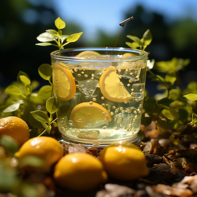 A glass contain with ice chilled lemonade Free images for Mocktail or Cocktail party