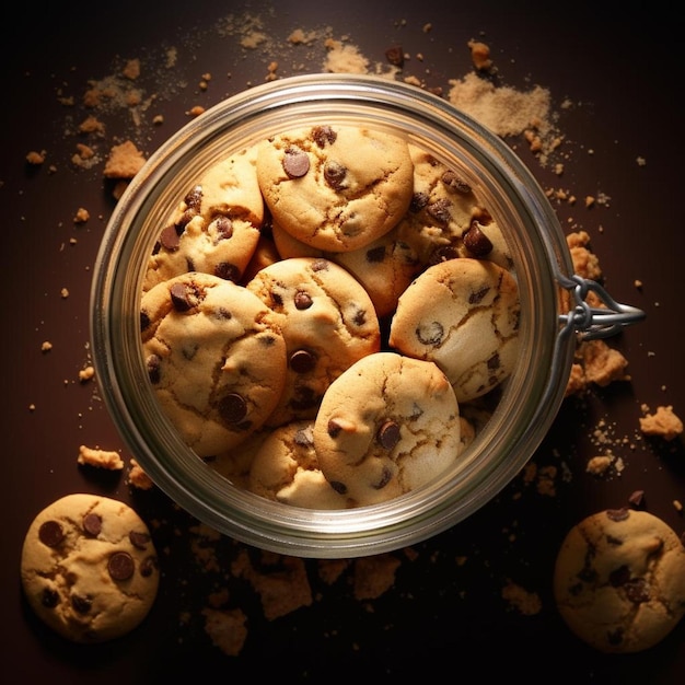 Premium AI Image | a glass container with chocolate chip cookies in it and  a glass container with chocolate chip cookies in it.
