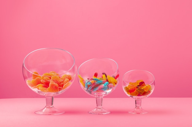 Glass containers with candies