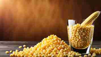 Photo a glass of corn sits next to a glass of water