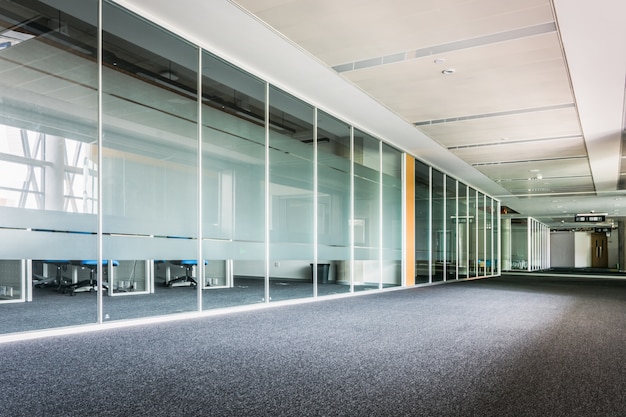 Glass corridor in office centre