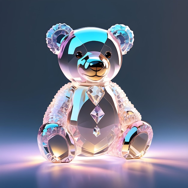 glass crystal teddy bear generated with ai