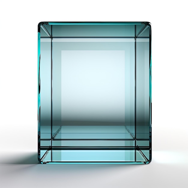Photo a glass cube with a square glass box on the bottom.