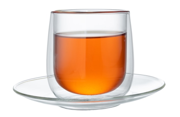 玻璃杯茶孤立在白色背景照片