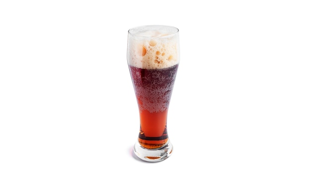 Glass of dark beer isolated on white.