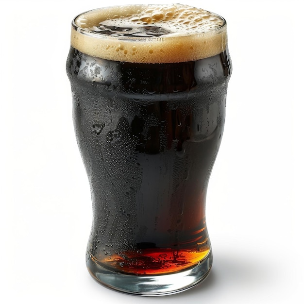 Glass of Dark Beer With Foamy Top