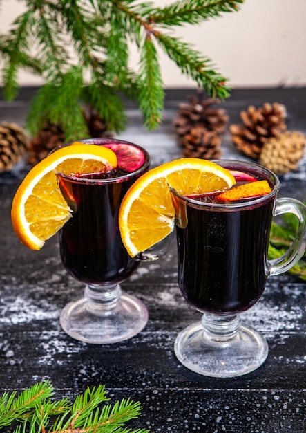 Glass of delicious glintwein or mulled hot wine