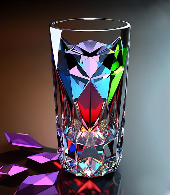 A Glass of Diamond Design Luxurious Collection vibrant color Background Ai Generated