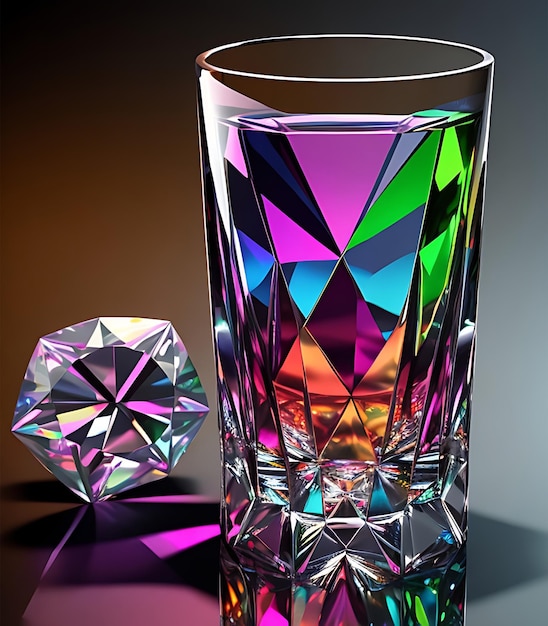 A Glass of Diamond Design Luxurious Collection vibrant color Background Ai Generated