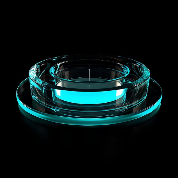 a glass dish with a green light that says quot light quot