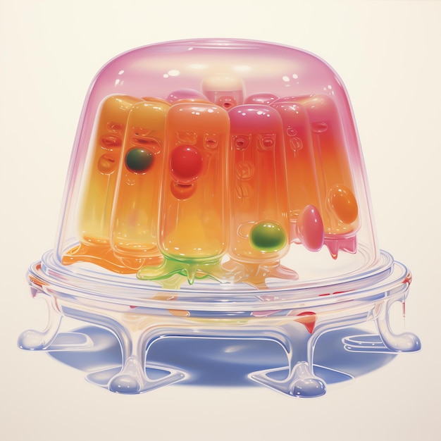 A glass dome with orange and yellow objects