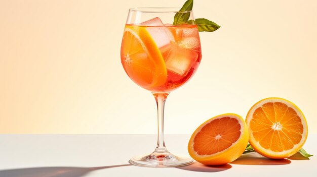 Photo glass of drink with sliced oranges