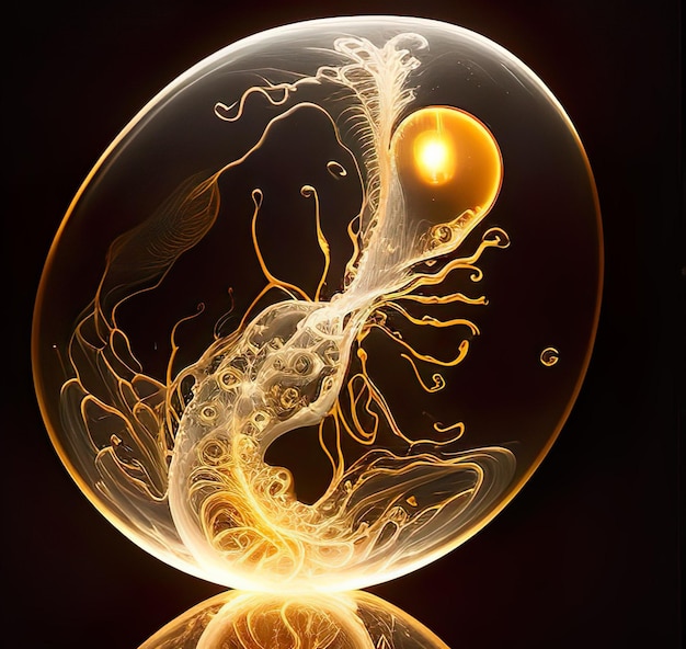 A glass egg with a jellyfish inside