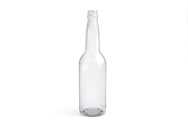 Glass empty bottle on white background 3d render