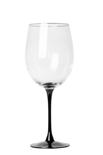 Glass empty wine glass With black leg Isolated