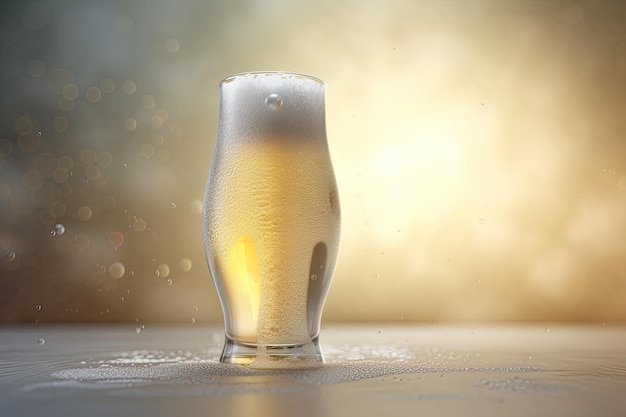 Photo glass filled with a delicious and refreshing beer on a smooth surface generative ai