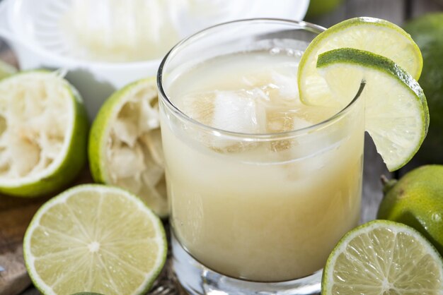 Glass filled with lime juice