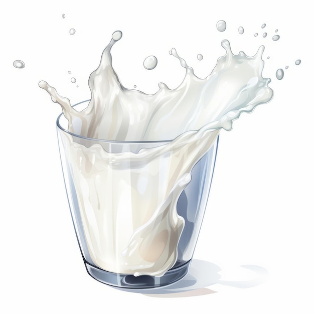 Photo a glass filled with milk on top of a white background