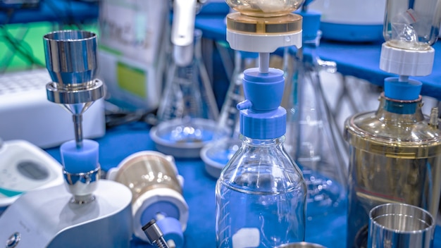Glass Filtering Bottle In Laboratory 